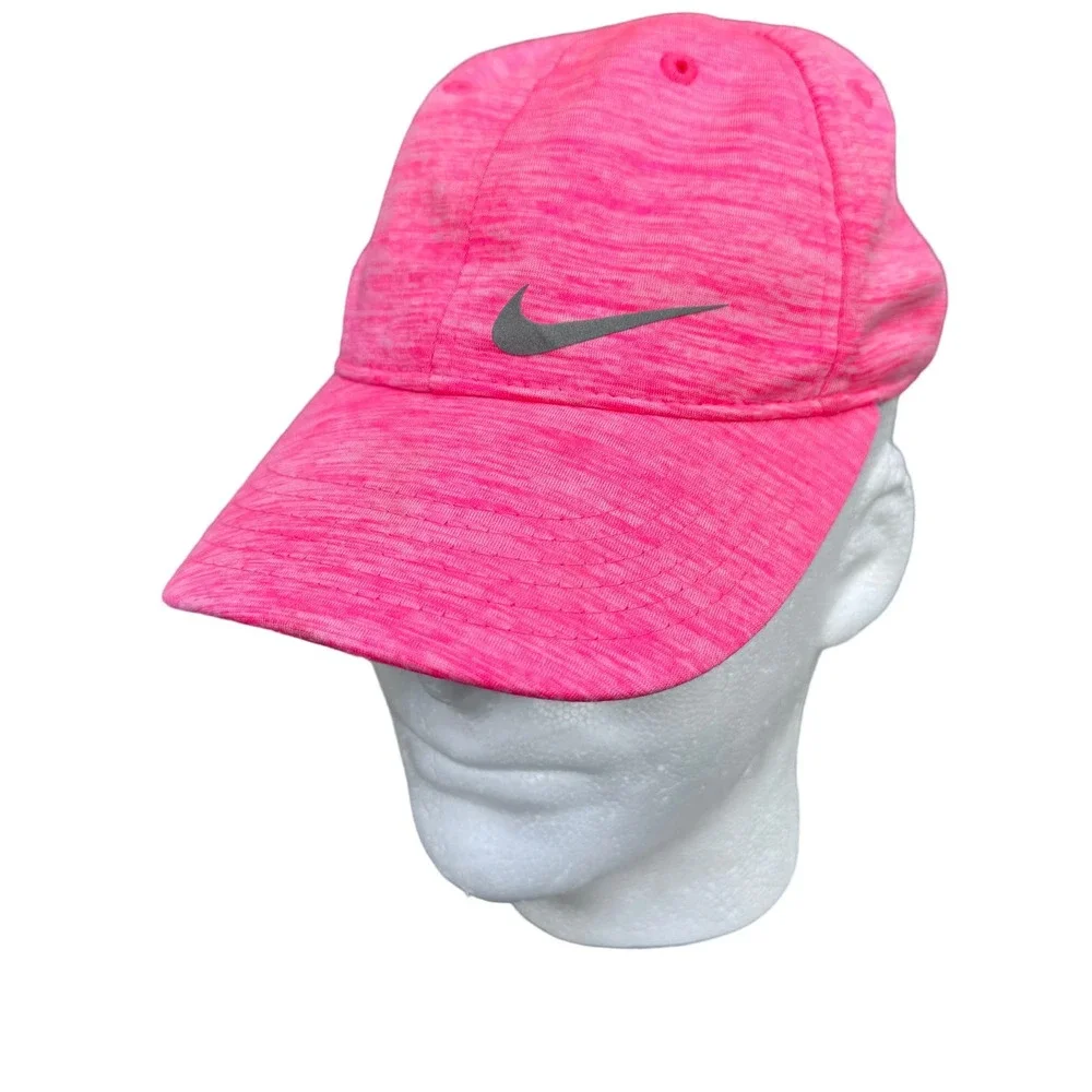Nike 5 Panel Dri Fit Running Tennis Hat Swoosh Featherlight Pink Girls Size 4/6X